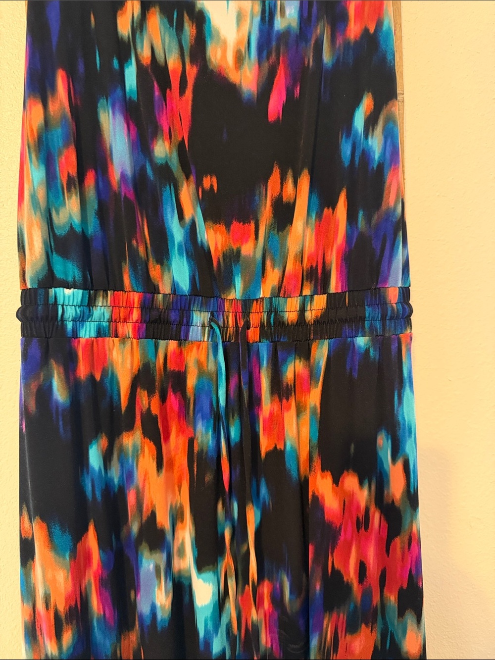 Calvin Klein Black  Multicolor Abstract Print Maxi Dress - Picture 6 of 7
